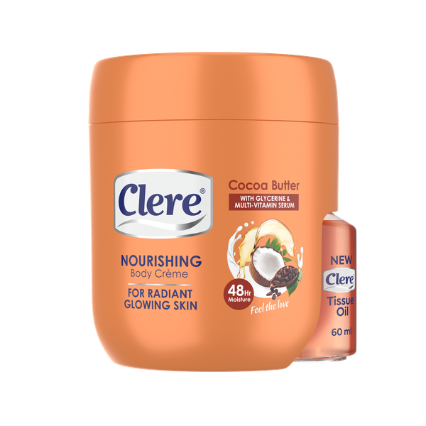 Clere Body Creme 400ml &amp; Tissue Oil 60ml 2-in-1 Pack