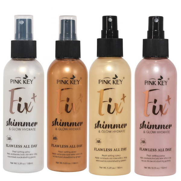 Set of 4-180 ml Shimmer Glow and Setting Spray Pearl, Bronze, Gold, Rose Gold