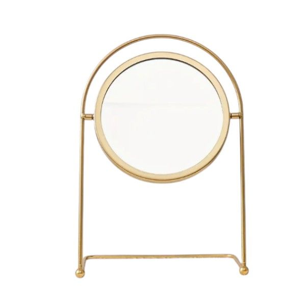 Round Tabletop Makeup Mirror With Metal Stand