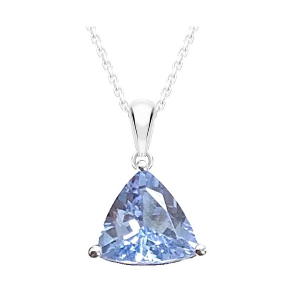Genuine Tanzanite Trilliant Solitaire Pendant 0.5ct &amp; Chain -925 St. Silver