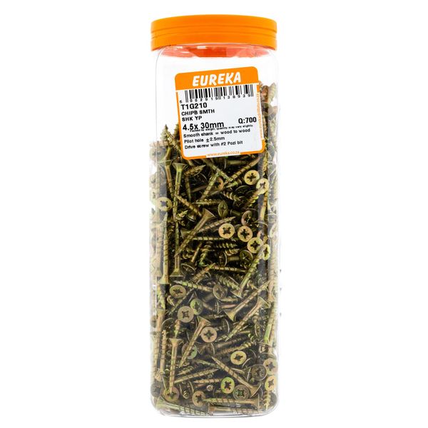EUREKA Chipboard Screws Full Thread Yellow Zinc 4.5 x 30mm Q:700 T1G210