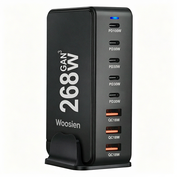 Woosien 268W Fast Charging Station, GaN III 8 Port Portable USB Charger