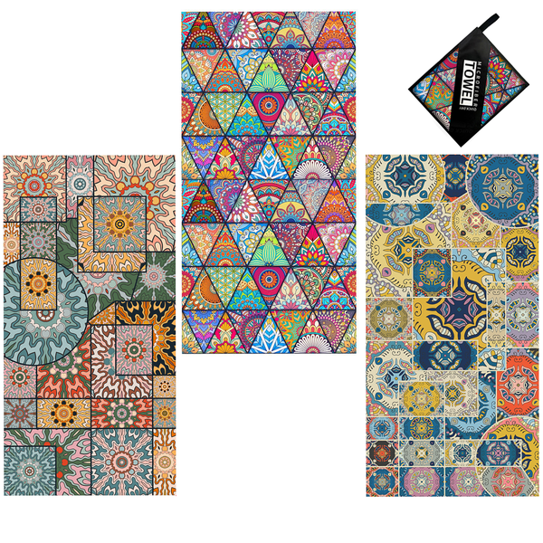 3 Piece Beach Towel Swimming Camping Microfiber Quick Dry Bath