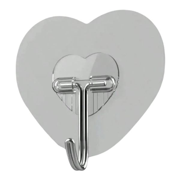 10 Piece Transparent Heart Shaped Adhesive Hooks