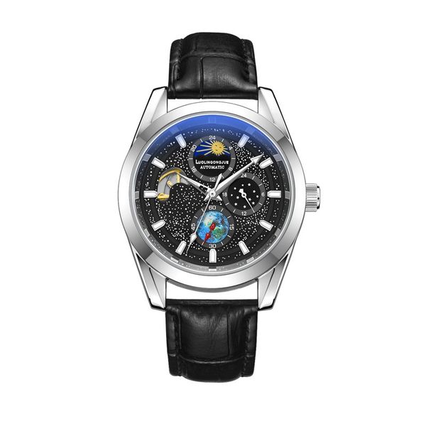 Men Luminous Automatic Movement Clock Leather Watch Mechanical Wristwatch