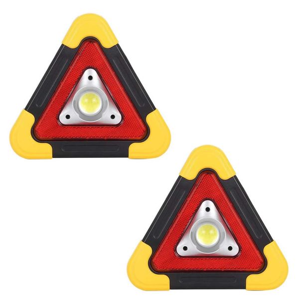 2pcs Solar Powered Warning triangle with LED lighting and Powerbank AT-71