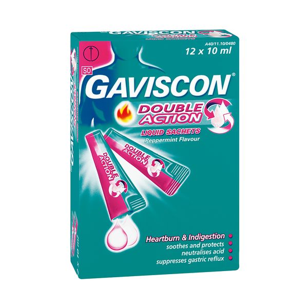 Gaviscon Double Action Liquid, 12x10ml Sachets, For Heartburn &amp; Indigestion