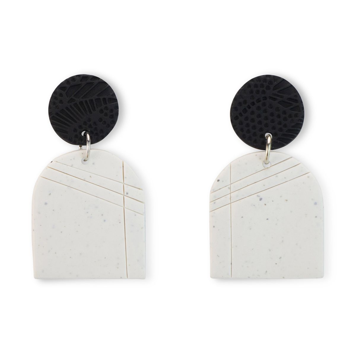 Black and white online polymer clay earrings