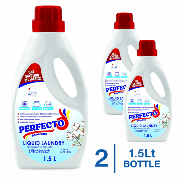 2 Pack | Liquid Laundry Detergent | 1.5Lt | Velvet Cotton | Perfecto