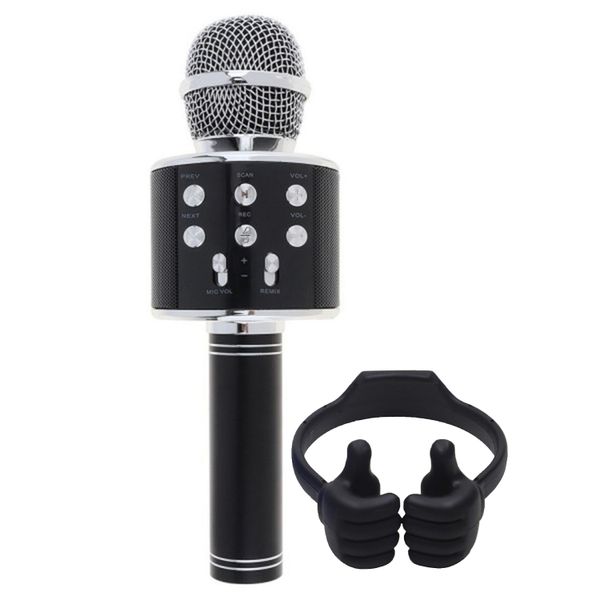 FocusToys Karaoke Kids Bluetooth Microphone With Thumbs up Phone Stand