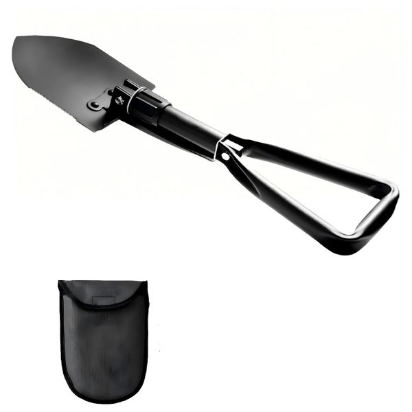 Folding Multi Tool Camping Military Electric Shovel with Handbag - Black