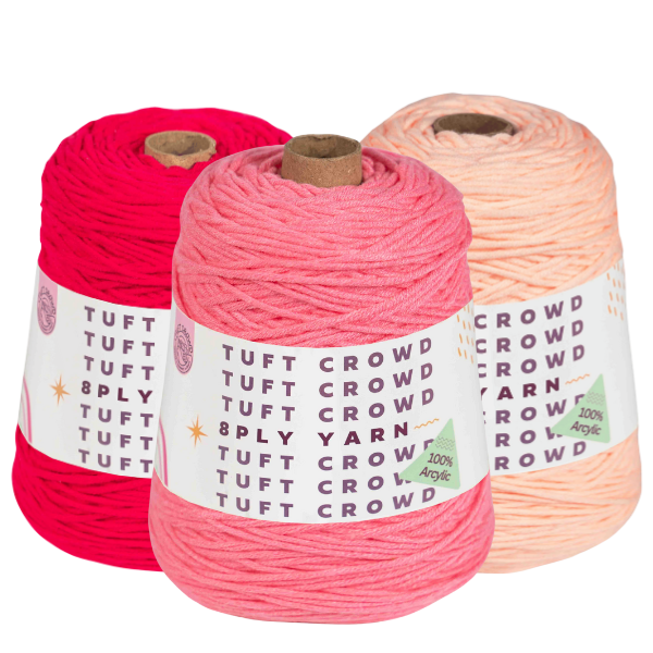TUFT CROWD - High Pink Yarn, 8-ply Tufting Yarn ( 3 x 400g ) ,Knitting Yarn