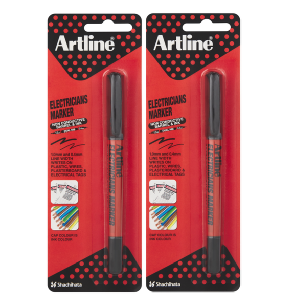 Artline Electricians Marker Black - Pack of 2