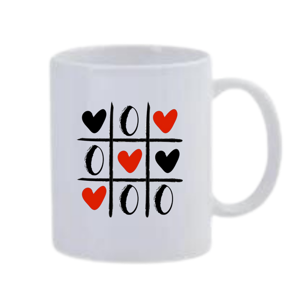 White Ceramic Mug 350ml - X's and O's Heart 25