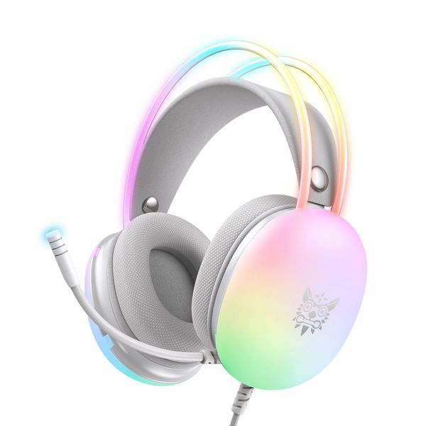 ONIKUMA RGB Gaming Headset with Noise-Cancelling Microphone - White - X25