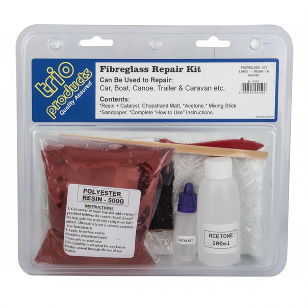 Trio Large Fibreglass Repair Kit with 500 g Adhesive for DIY Projects