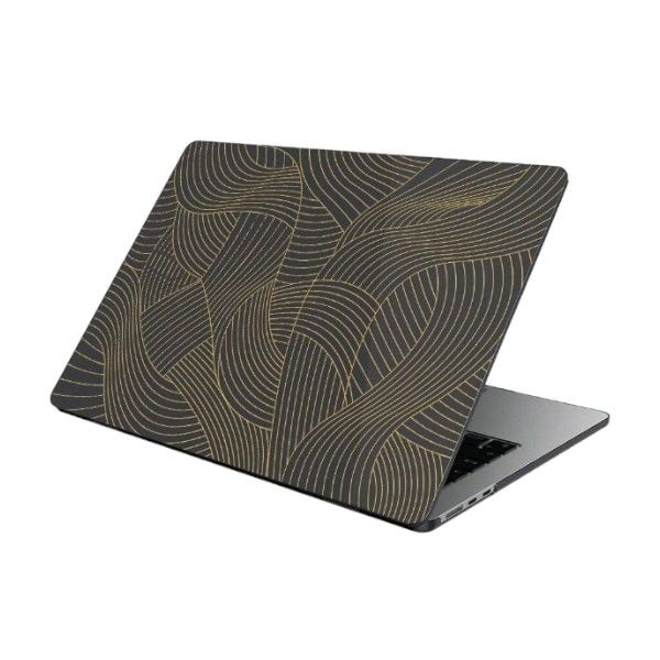 Golden Geometric Curve Hard Shell Cover for MacBook Air 13 M1 - Black &amp; Gold