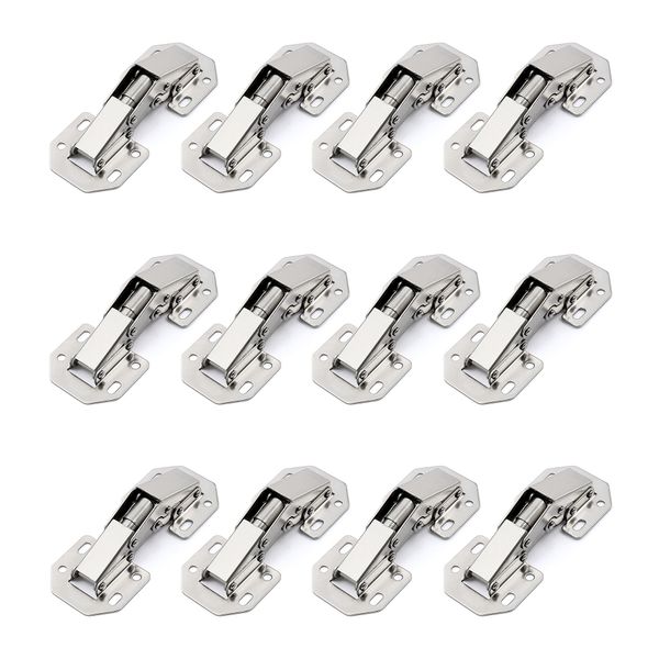 12PCS Non Slotted Bridge Hinges, Cabinet Door Hydraulic Hinges