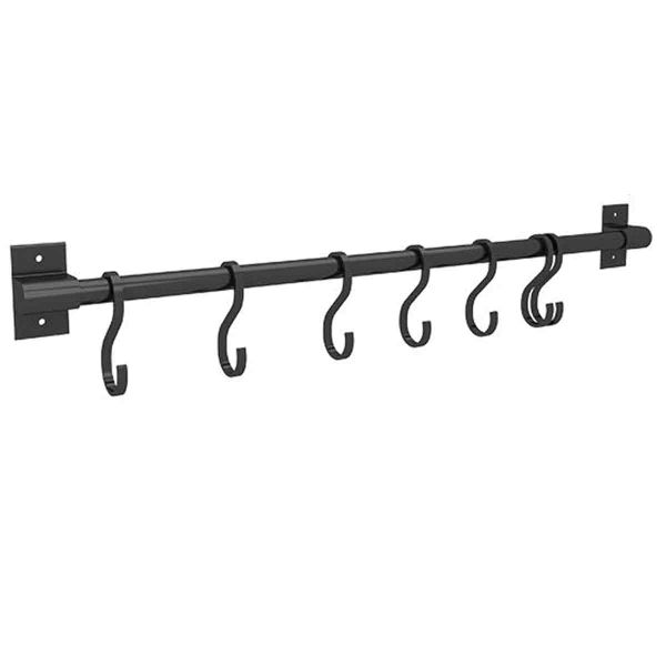 Kitchen Hanging Rack with 6 Hooks, 40cm Aluminum Wall Mounted Bar