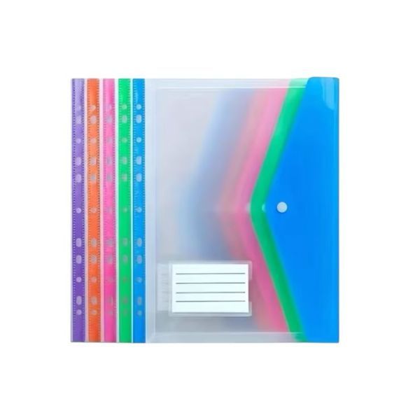 5 Piece A4 High-Capacity Expandable Loose Leaf File Bags - Durable Plastic