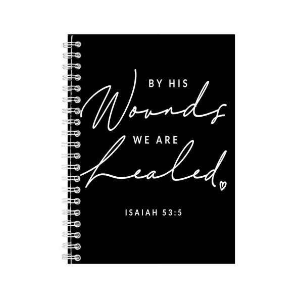 Healed A5 Notebook Spiral Trendy Christian Easter Graphic Words Present 080