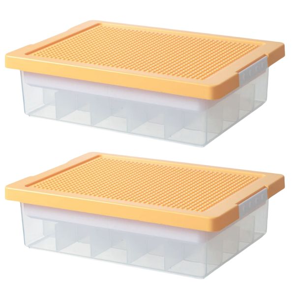 Storage Box for Lego Toys Storage Organizer Clear with Handy Lid - Pack of 2