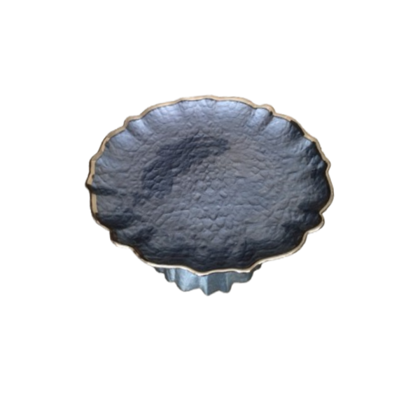 Silver Trim Navy Blue Ceramic Cake Stand