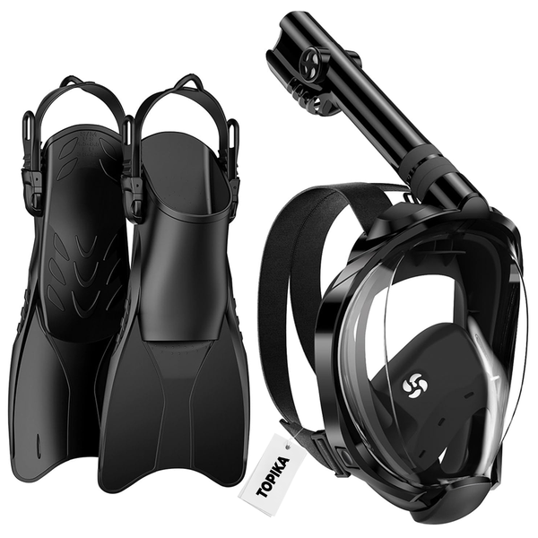 Topika - Snorkelling Gear Set for Adults, Anti-Fog Mask and Submarine Fins