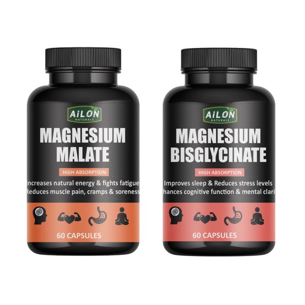 Combo Pack Magnesium Malate + Bisglycinate -Energy, Sleep &amp; Muscle Recovery