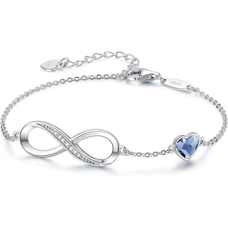 S925 Sterling Silver Mobius Heart-Shaped Crystal Bracelet For Women's Image