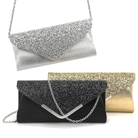 Sequins Evening Clutch Chain Sparkly Crystal Hand Bags Party Prom Wedding Gold