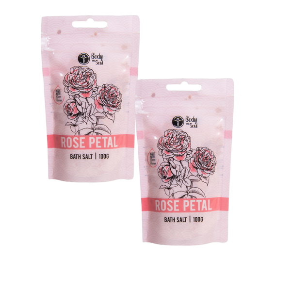 Rose bath salts with real rose petals 2 x 100gm