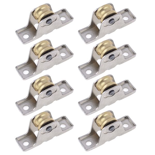 8pcs 1 6cm Dia Single Roller Window Pane Pulley Doors Wheel Silver + Gold