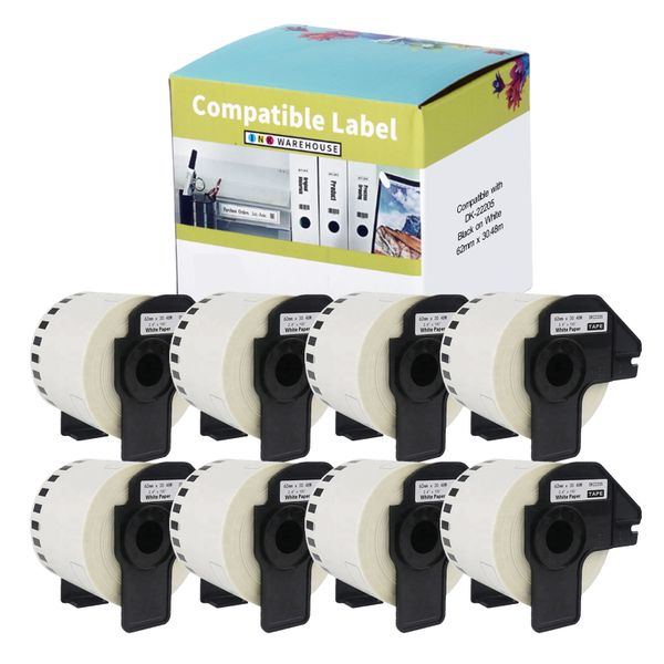 INKWAREHOUSE DK-22205 Continuous Labels 62mm x 30.48m X 8