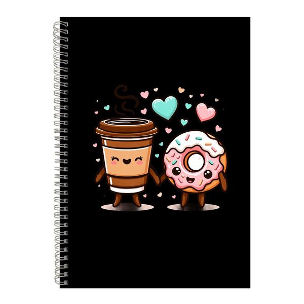 Coffee A4 Notebook Spiral Lined Matching Couples Graphic Notepad Present092
