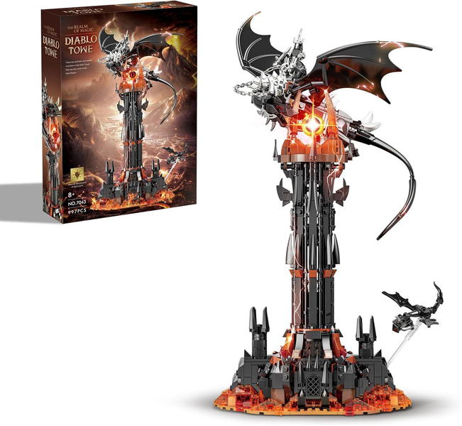Dark Tower Castle Building Set With Lights - 997 Piece for Kids and Adults