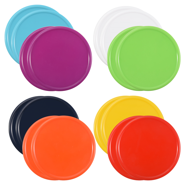 16 Pack Plastic Jar Lids - Colored Caps (Wide Mouth)