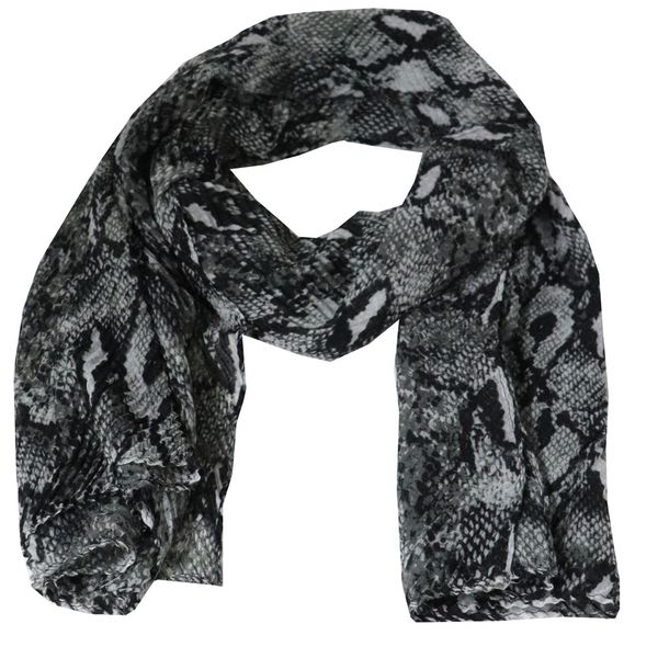 Blackcherry Python Print Scarf-Grey/Black