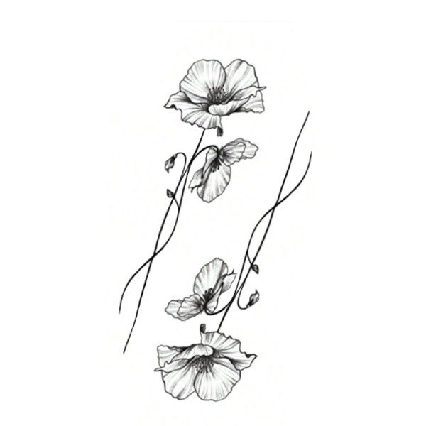 1 Sheet Of Floral Design Temporary Tattoo Stickers - Black