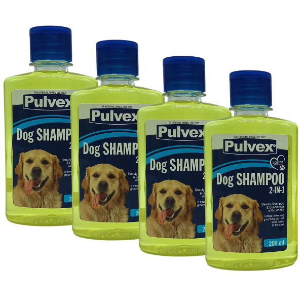 Pulvex Dog Shampoo 2-IN-1 with Conditioner &amp; Lanolin 200ml - Pack of 4