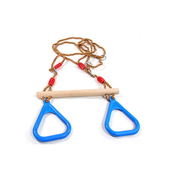 Gym Rings with Wooden Bar: Adjustable Kids Pull - Up Trainer for Outdoor