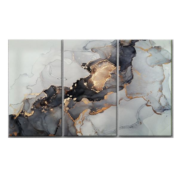 Black, Gold Cotton Canvas cm Abstract Wall Art