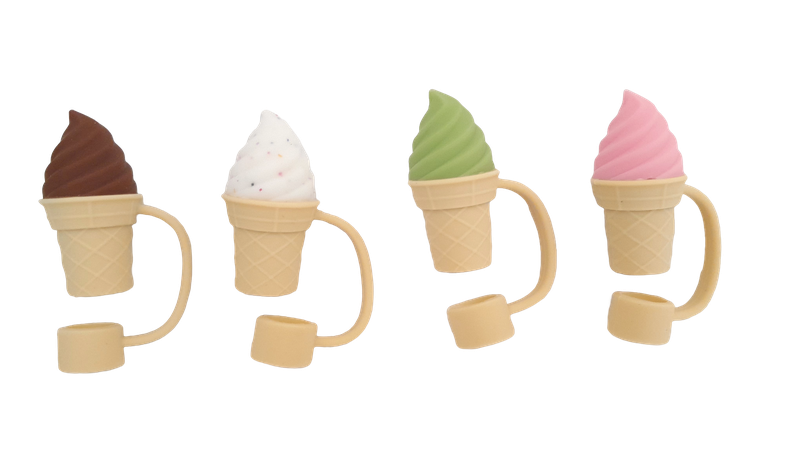 Silicone Ice Cream Straw Caps - 4 Piece