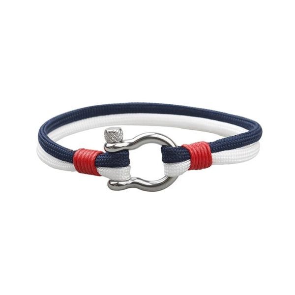 YALLI Men /Women Nylon Nautical Rope Bracelet White/Blue