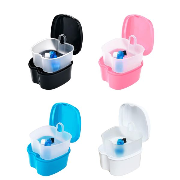 4 Pcs Denture Cup Orthodontic Retainer Case, Denture Bath Box