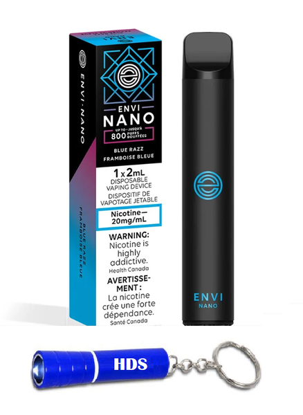 Envi Nano 800 Puff 20mg Disposable Vape - Blue Razz with HDS Torch