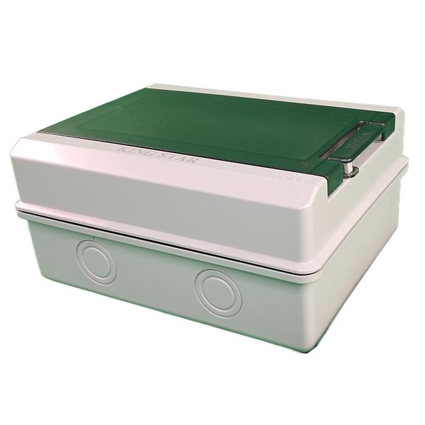 IP65 Waterproof 8-Way Outdoor Electrical Box - Grey Tinted Hinged Cover