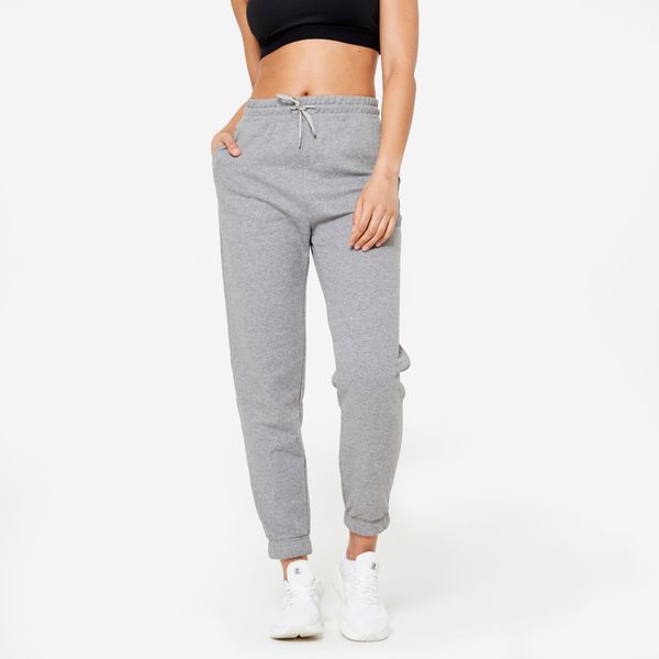 Domyos Women's Regular Fitness Bottoms 500 Essentials - Grey