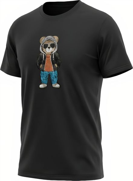 Black Cotton, polyester Short Sleeve Casual Shirt Trendy Character Graphic