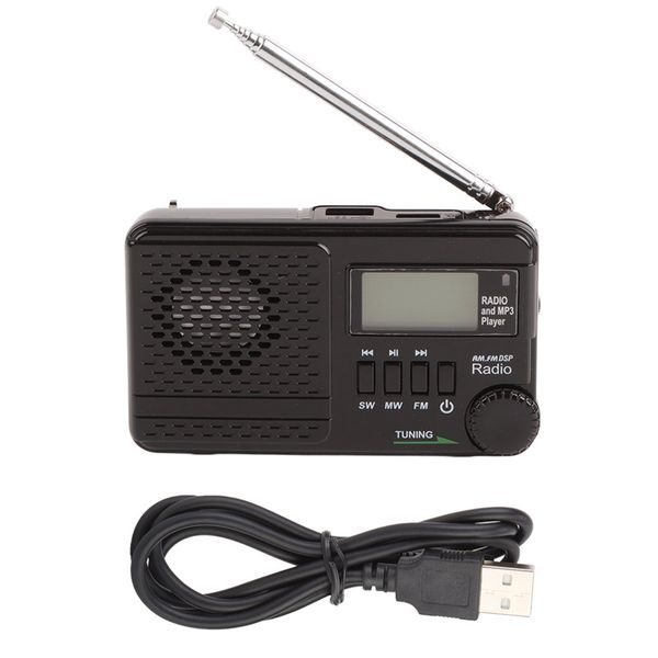 Radio All Band Memory Card Plug In Receiver Black MP3 Player